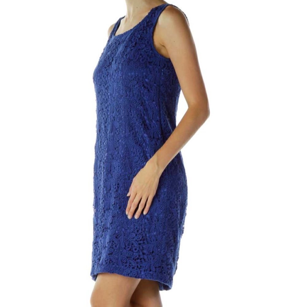 Jones New York Blue Crocheted Cocktail Dress - Picture 2 of 3